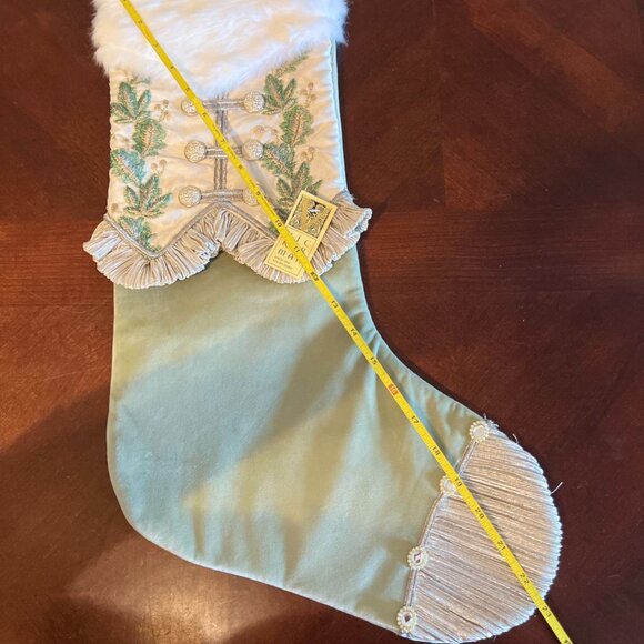 Elegant Vickerman Victorian-Style Christmas Stocking‎  Embroidered Gold & Green - Picture 5 of 8